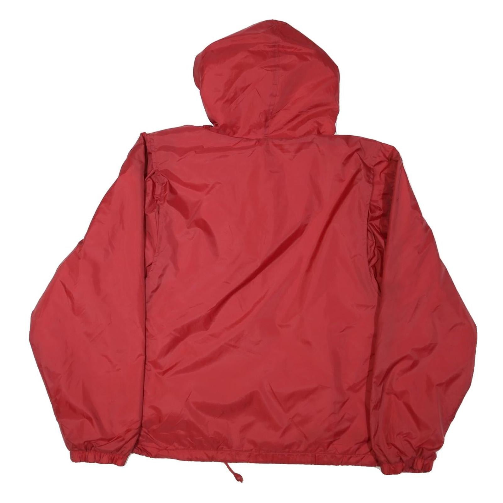 ULTRA CLUB Mens Red Hooded Nylon Track Jacket L Lightweight Zip Pockets