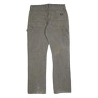 DICKIES Mens Cotton Blend Grey Regular Straight Trousers W34 L32 Workwear