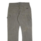 DICKIES Mens Cotton Blend Grey Regular Straight Trousers W34 L32 Workwear