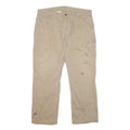 CARHARTT Mens Jeans Beige Relaxed Straight Denim W40 L30 Workwear Zip Closure