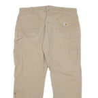 CARHARTT Mens Jeans Beige Relaxed Straight Denim W40 L30 Workwear Zip Closure