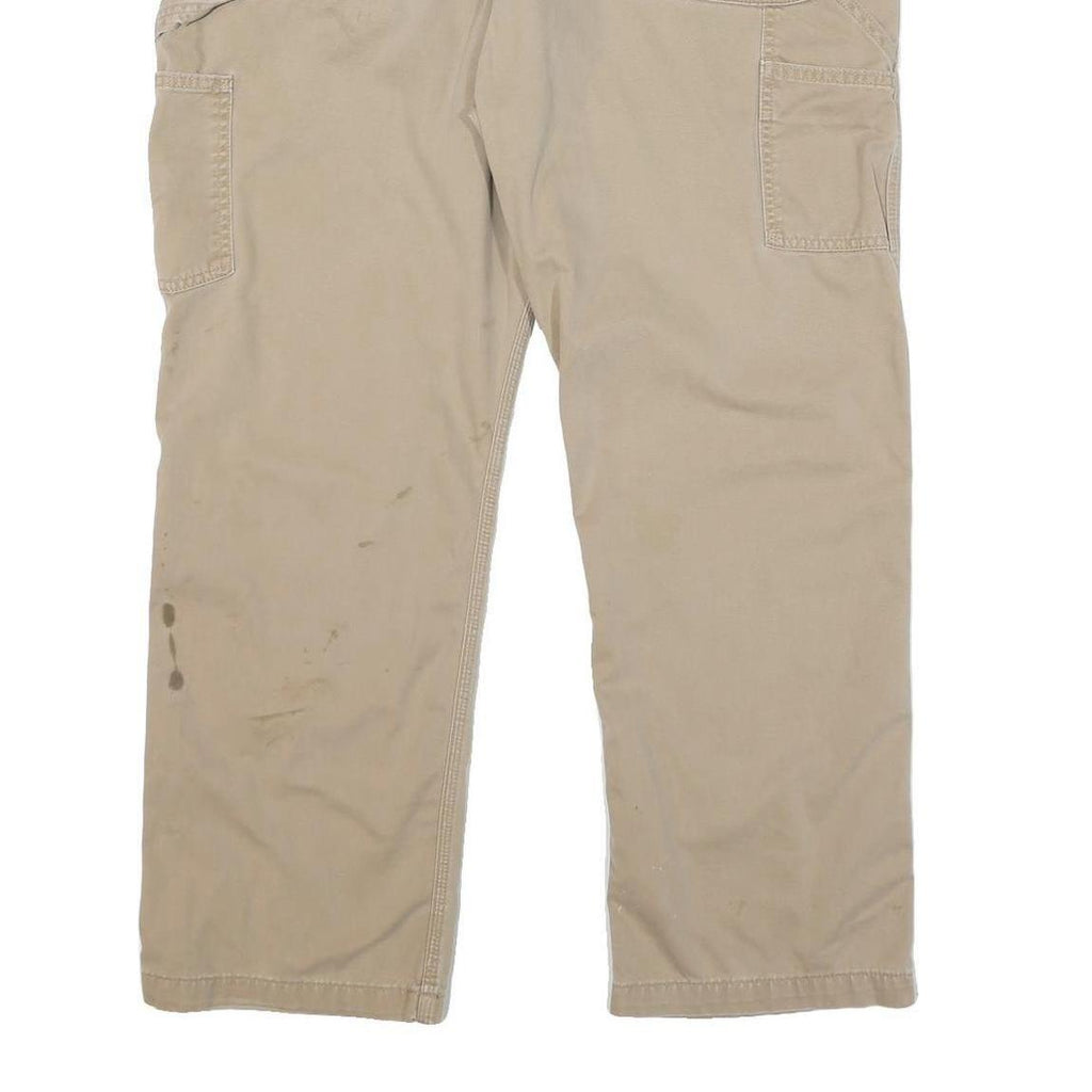 CARHARTT Mens Jeans Beige Relaxed Straight Denim W40 L30 Workwear Zip Closure