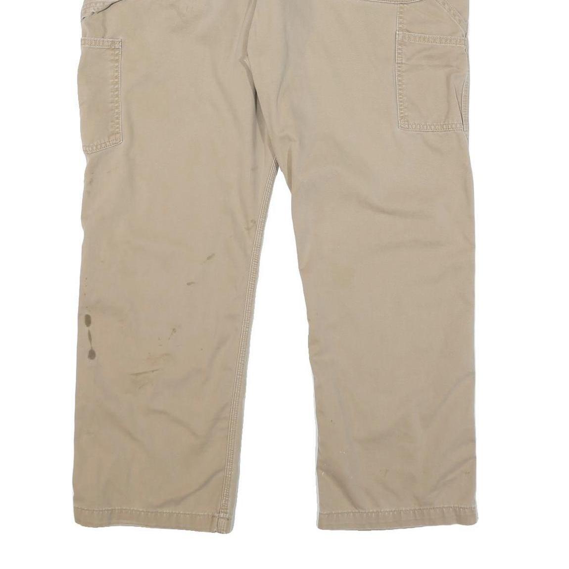 CARHARTT Mens Jeans Beige Relaxed Straight Denim W40 L30 Workwear Zip Closure