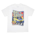 ANVIL Mens White Race To Savings NASCAR Graphic T-Shirt XL Crew Neck Short