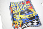 ANVIL Mens White Race To Savings NASCAR Graphic T-Shirt XL Crew Neck Short