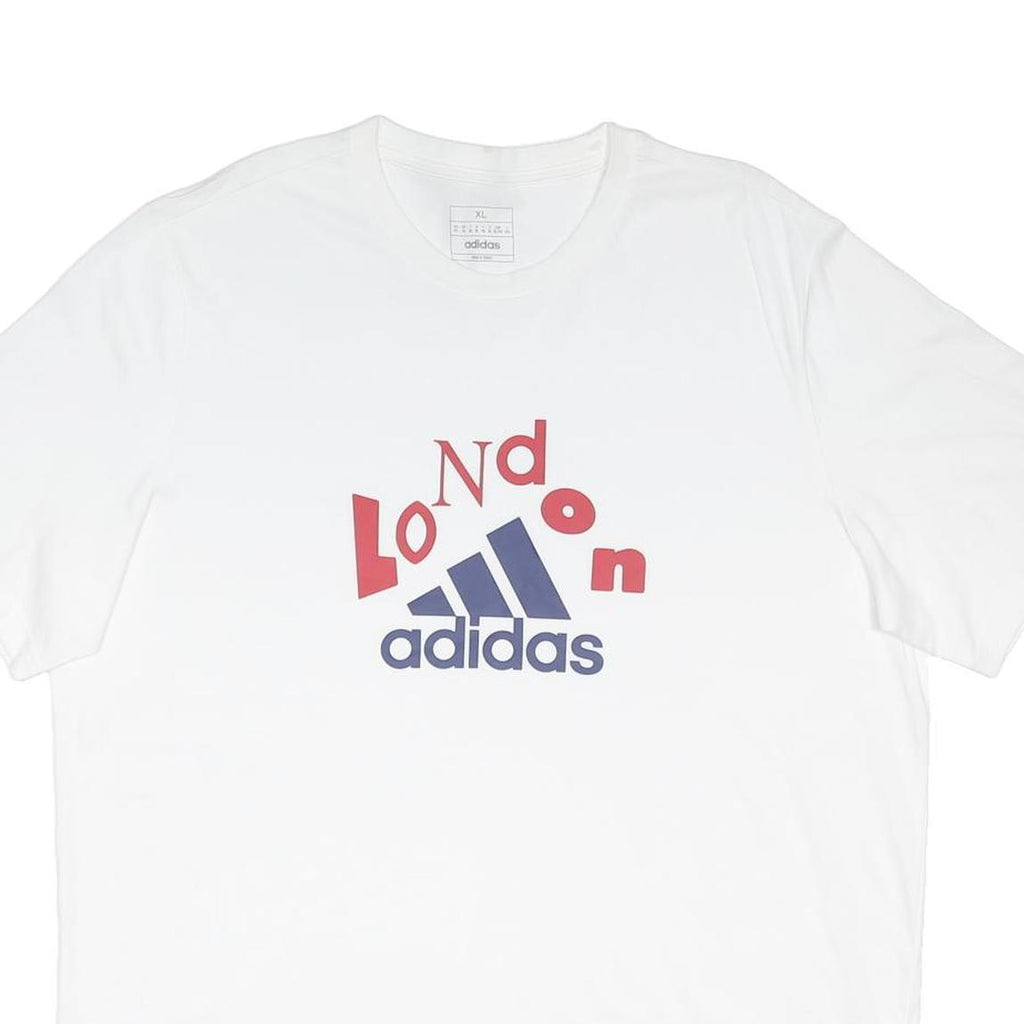 ADIDAS Mens White London Graphic T-Shirt XL Cotton Blend Crew Neck Short Sleeve