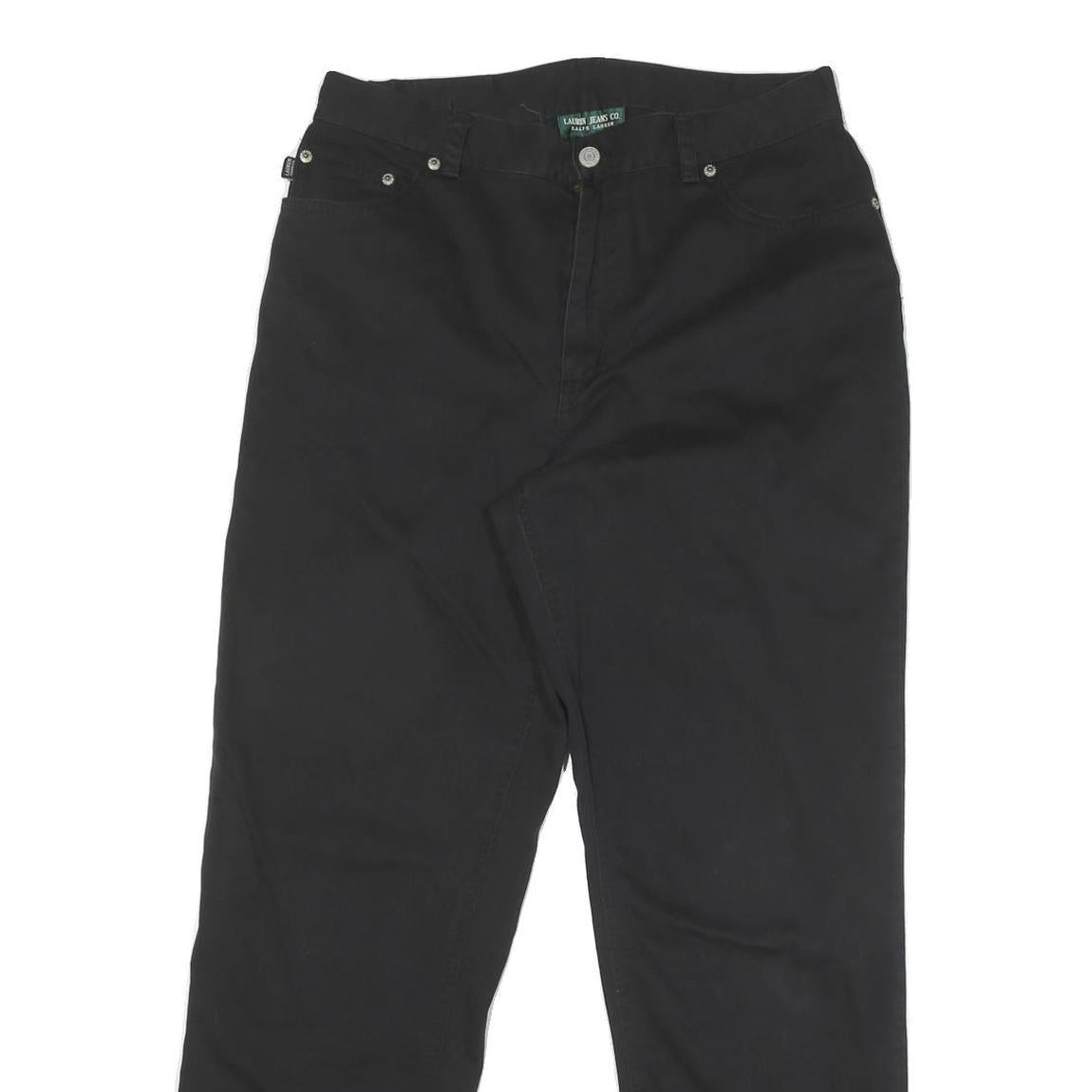 LAUREN RALPH LAUREN Womens Cotton Blend Black Regular Fit Straight Trousers W30