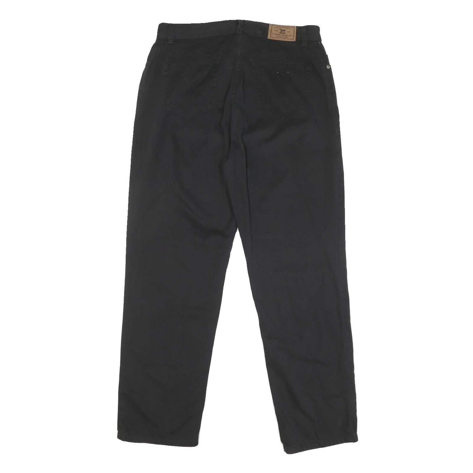 LAUREN RALPH LAUREN Womens Cotton Blend Black Regular Fit Straight Trousers W30