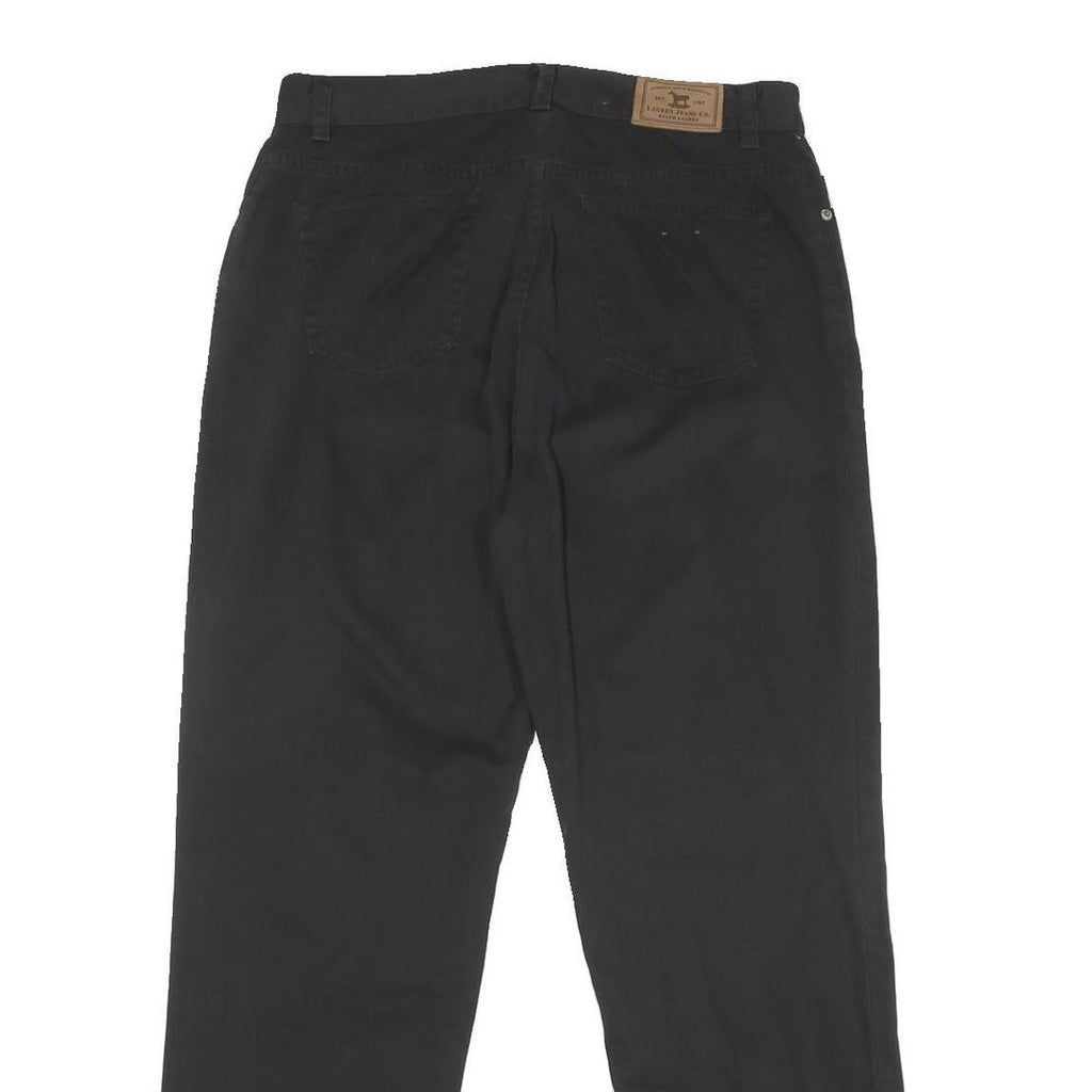LAUREN RALPH LAUREN Womens Cotton Blend Black Regular Fit Straight Trousers W30