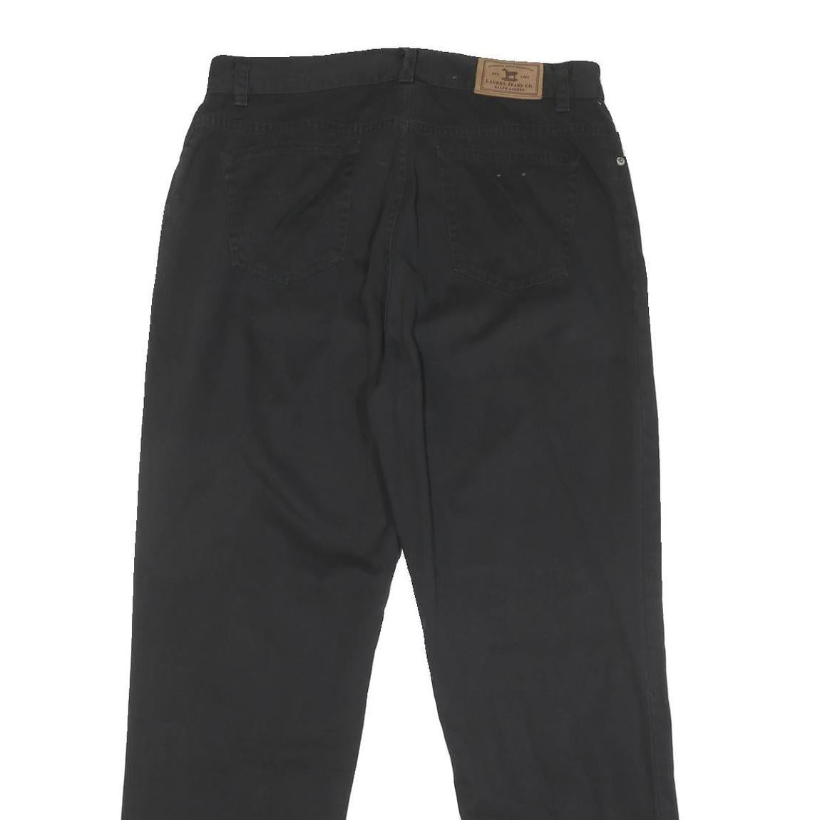 LAUREN RALPH LAUREN Womens Cotton Blend Black Regular Fit Straight Trousers W30