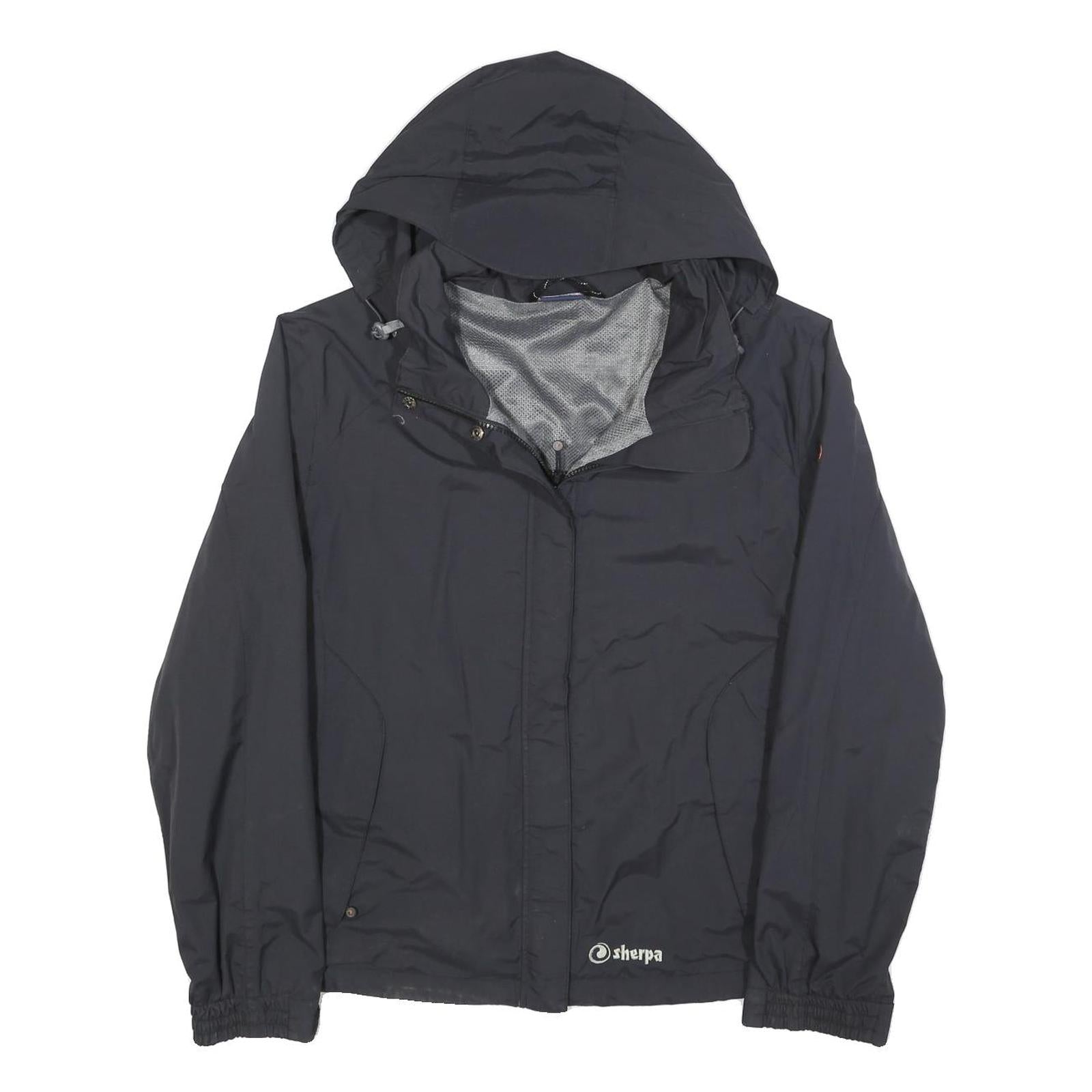 SHERPA Womens Black Outdoor Jacket L Polyester Zip Hooded Plain Lightweight