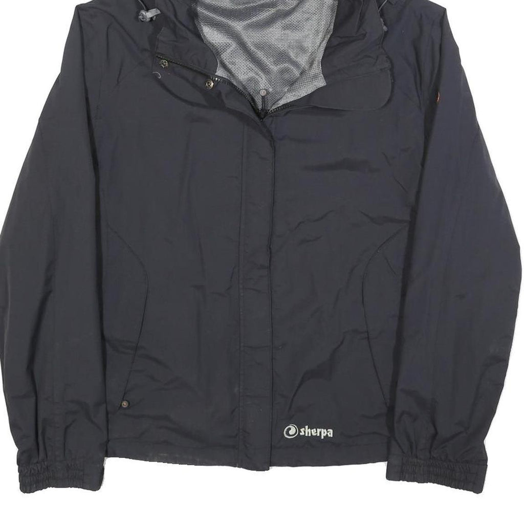 SHERPA Womens Black Outdoor Jacket L Polyester Zip Hooded Plain Lightweight