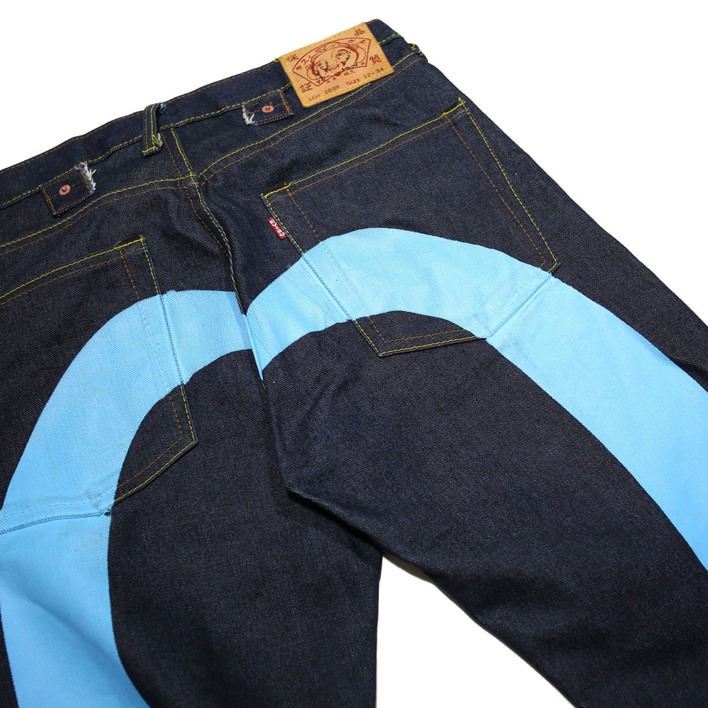 EVISU Daicock Mens Jeans Blue Classic Straight Denim Raw W32 L33 Stylish Unique