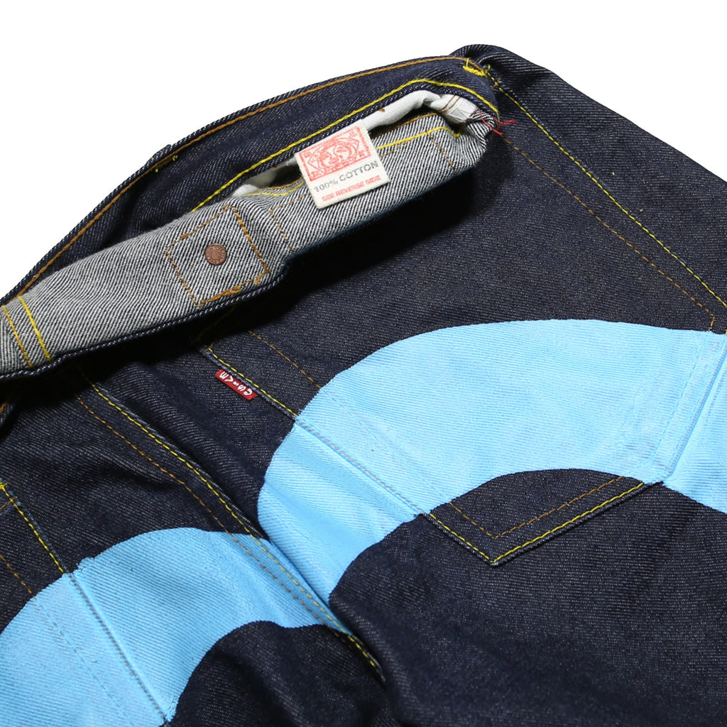 EVISU Daicock Mens Jeans Blue Classic Straight Denim Raw W32 L33 Stylish Unique