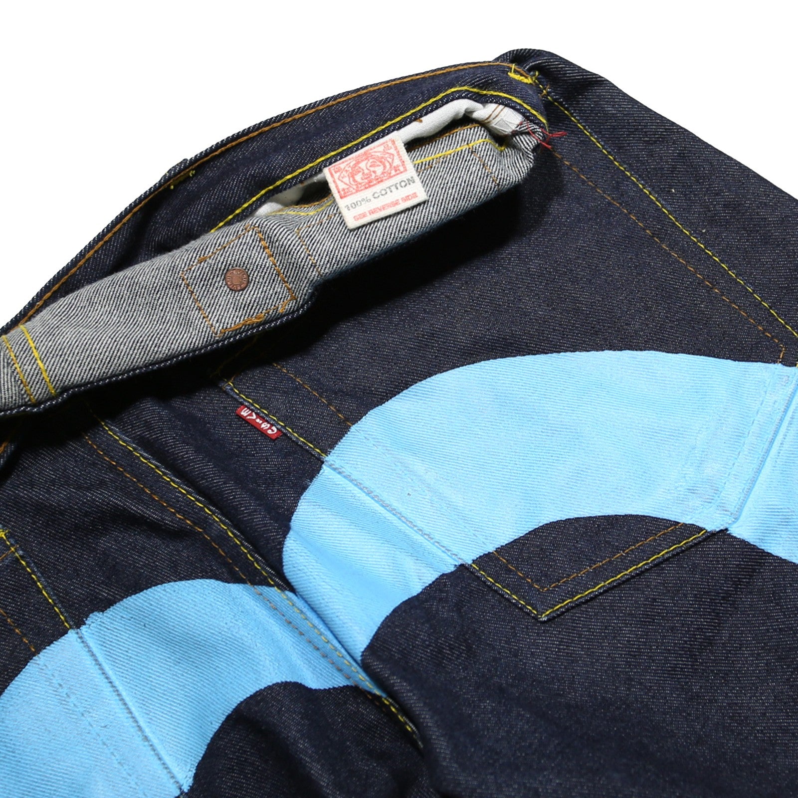EVISU Daicock Mens Jeans Blue Classic Straight Denim Raw W32 L33 Stylish Unique
