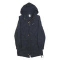 NIKE Womens Navy Blue Jacket XS Cotton Blend Zip Hooded Plain Lightweight
