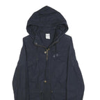NIKE Womens Navy Blue Jacket XS Cotton Blend Zip Hooded Plain Lightweight