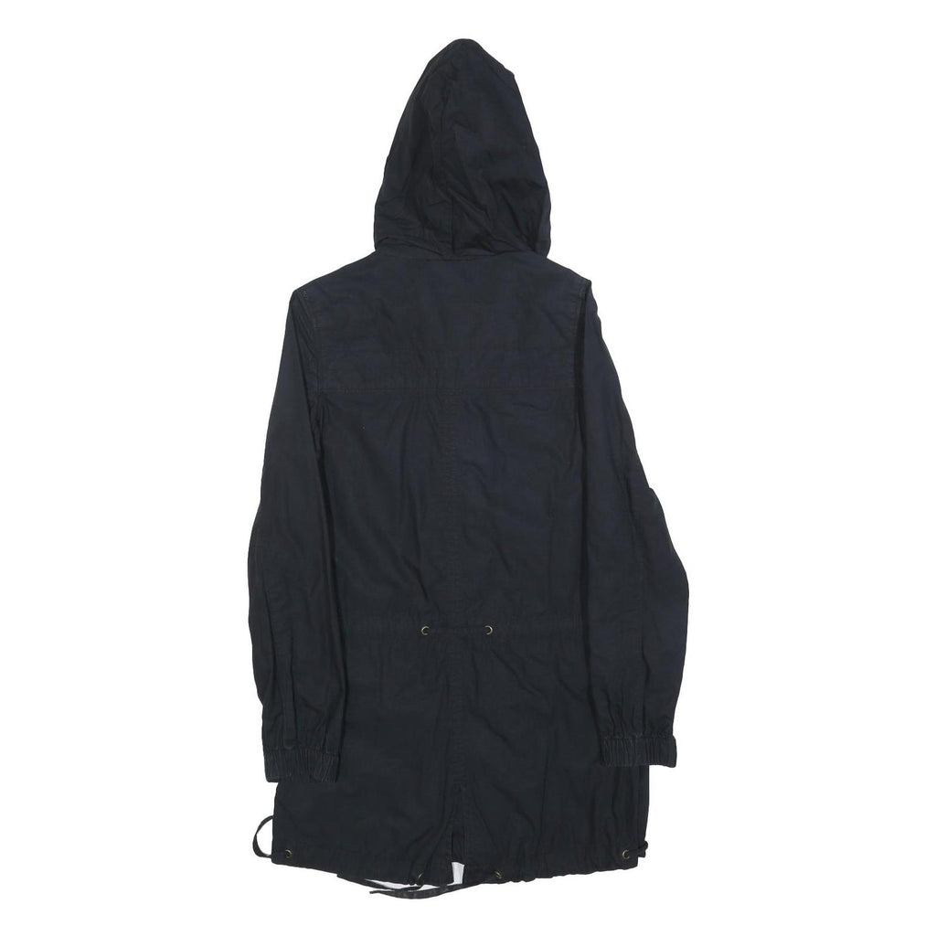 NIKE Womens Navy Blue Jacket XS Cotton Blend Zip Hooded Plain Lightweight