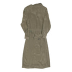 CAROLE LITTLE Womens Beige Silk Day Dress Long Sleeve Midi XS Elegant Waist Tie