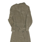 CAROLE LITTLE Womens Beige Silk Day Dress Long Sleeve Midi XS Elegant Waist Tie