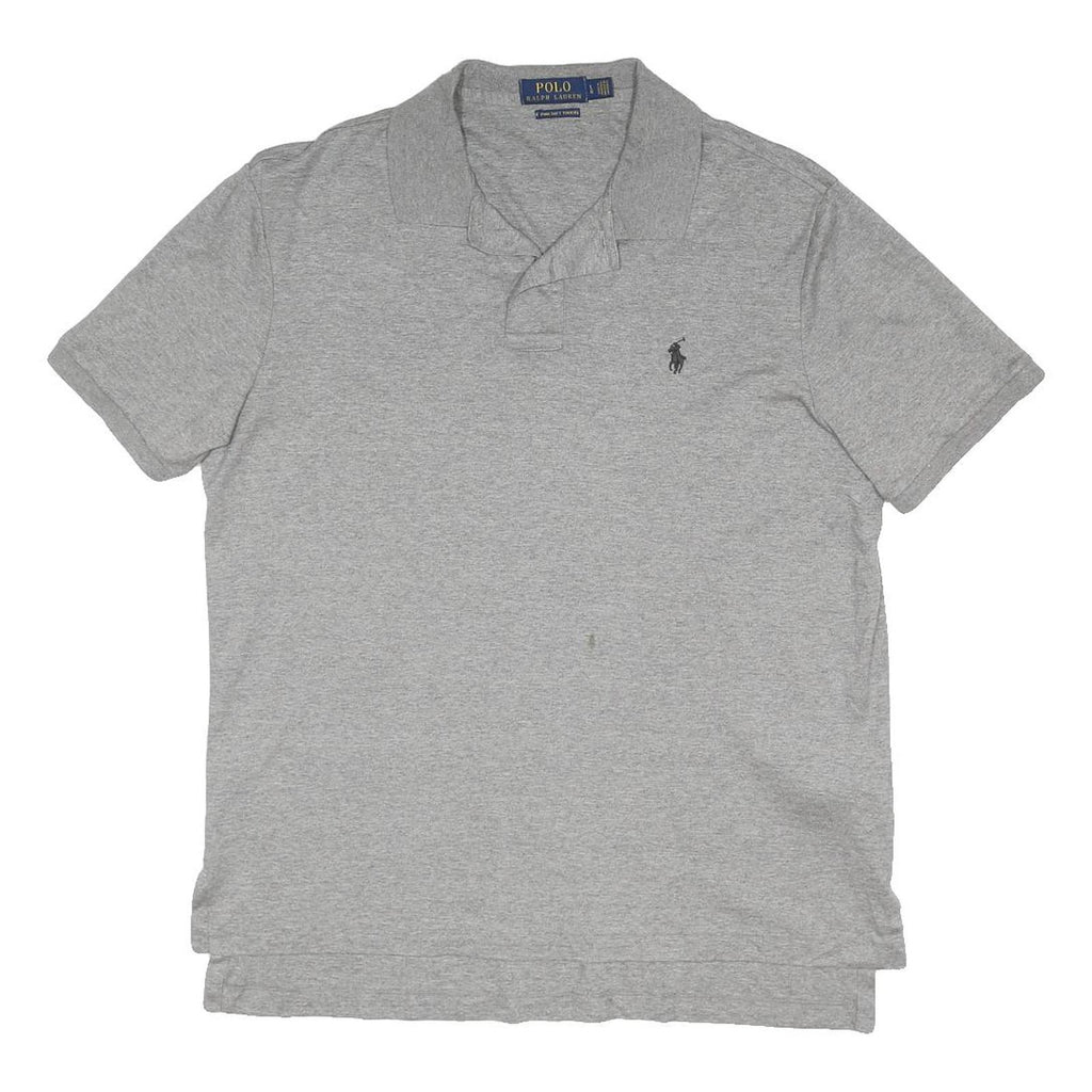 POLO RALPH LAUREN Mens Grey Short Sleeve Plain L Cotton Blend Polo Shirt