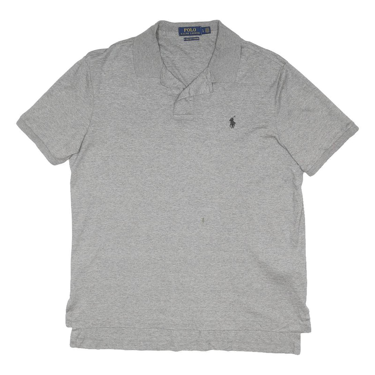 POLO RALPH LAUREN Mens Grey Short Sleeve Plain L Cotton Blend Polo Shirt