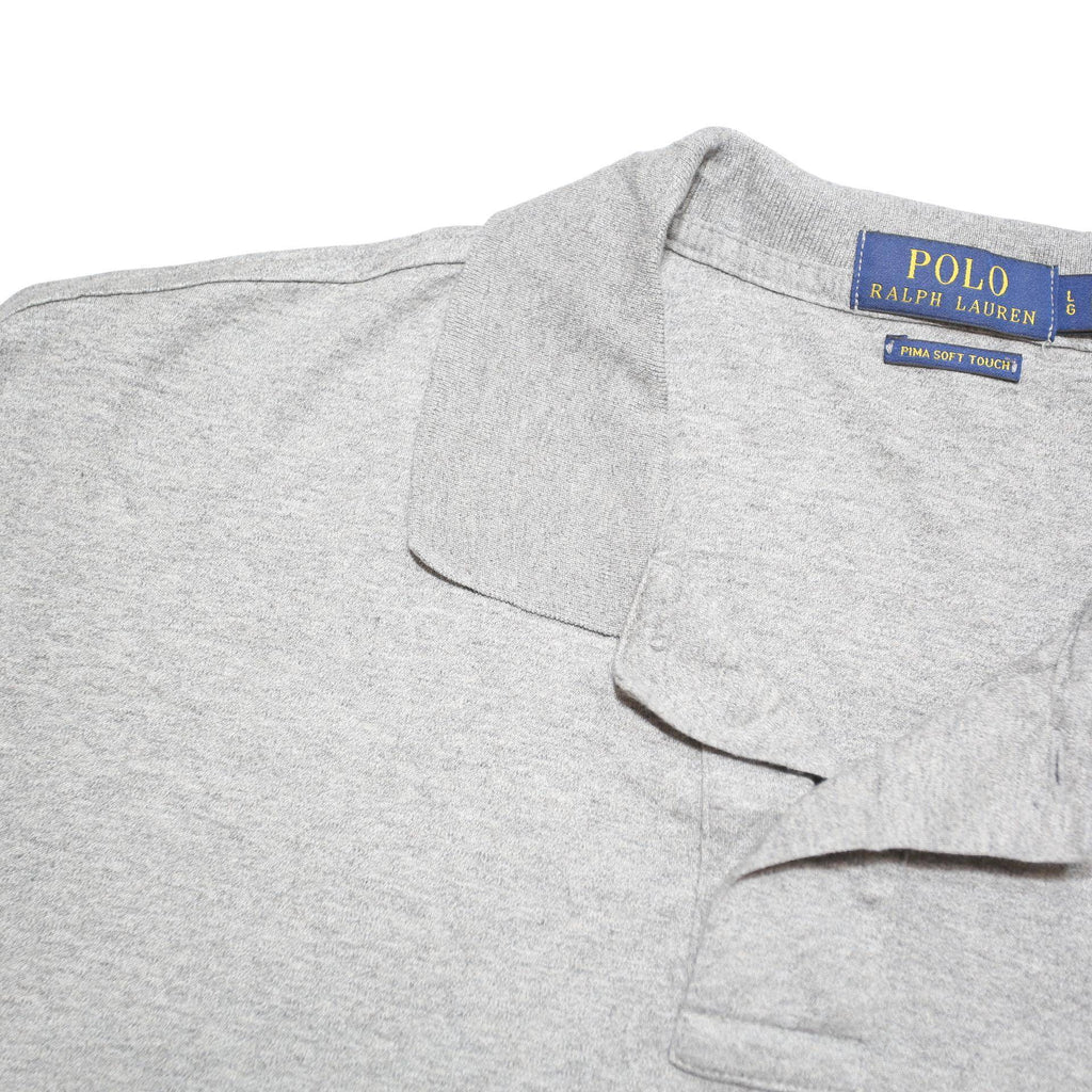 POLO RALPH LAUREN Mens Grey Short Sleeve Plain L Cotton Blend Polo Shirt