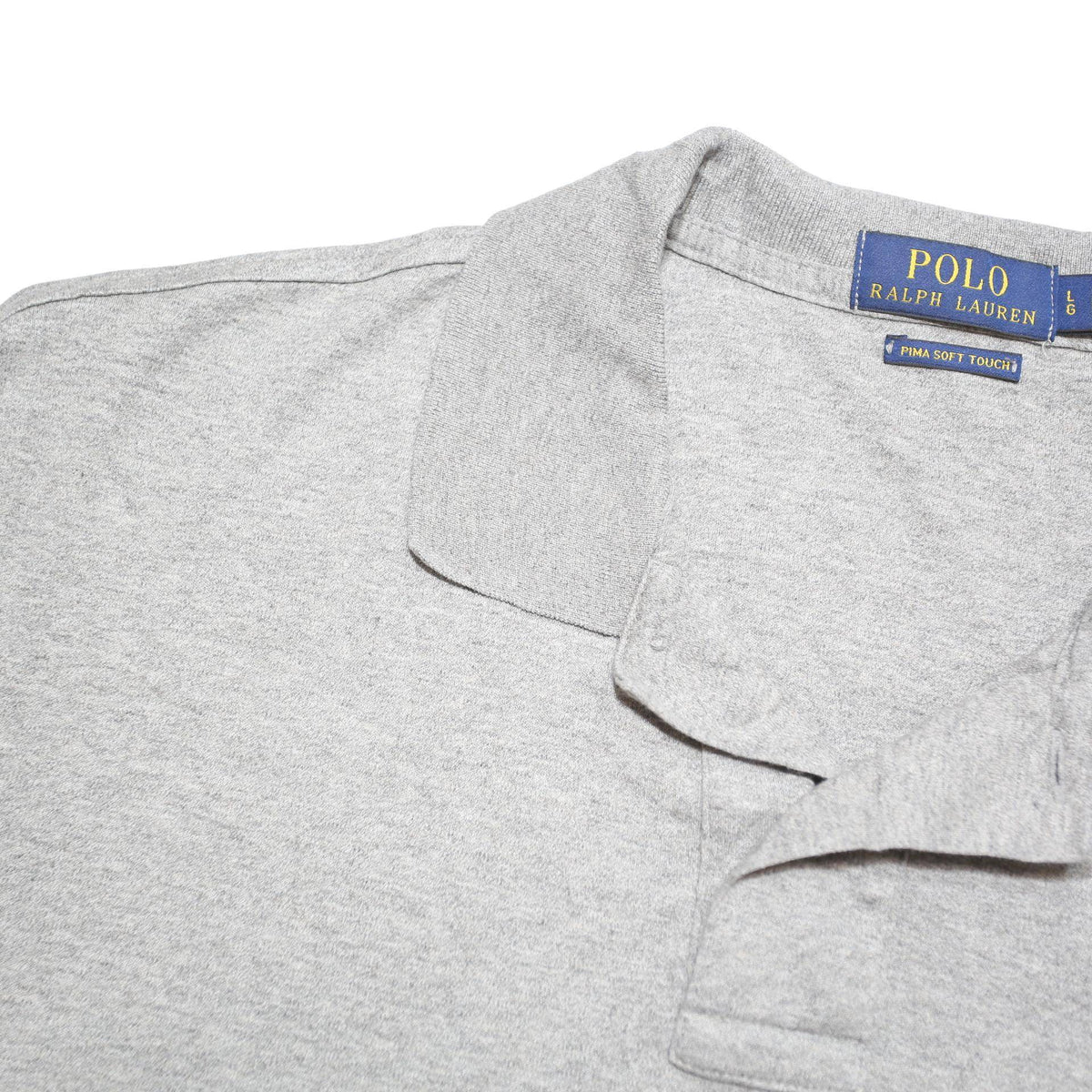 POLO RALPH LAUREN Mens Grey Short Sleeve Plain L Cotton Blend Polo Shirt