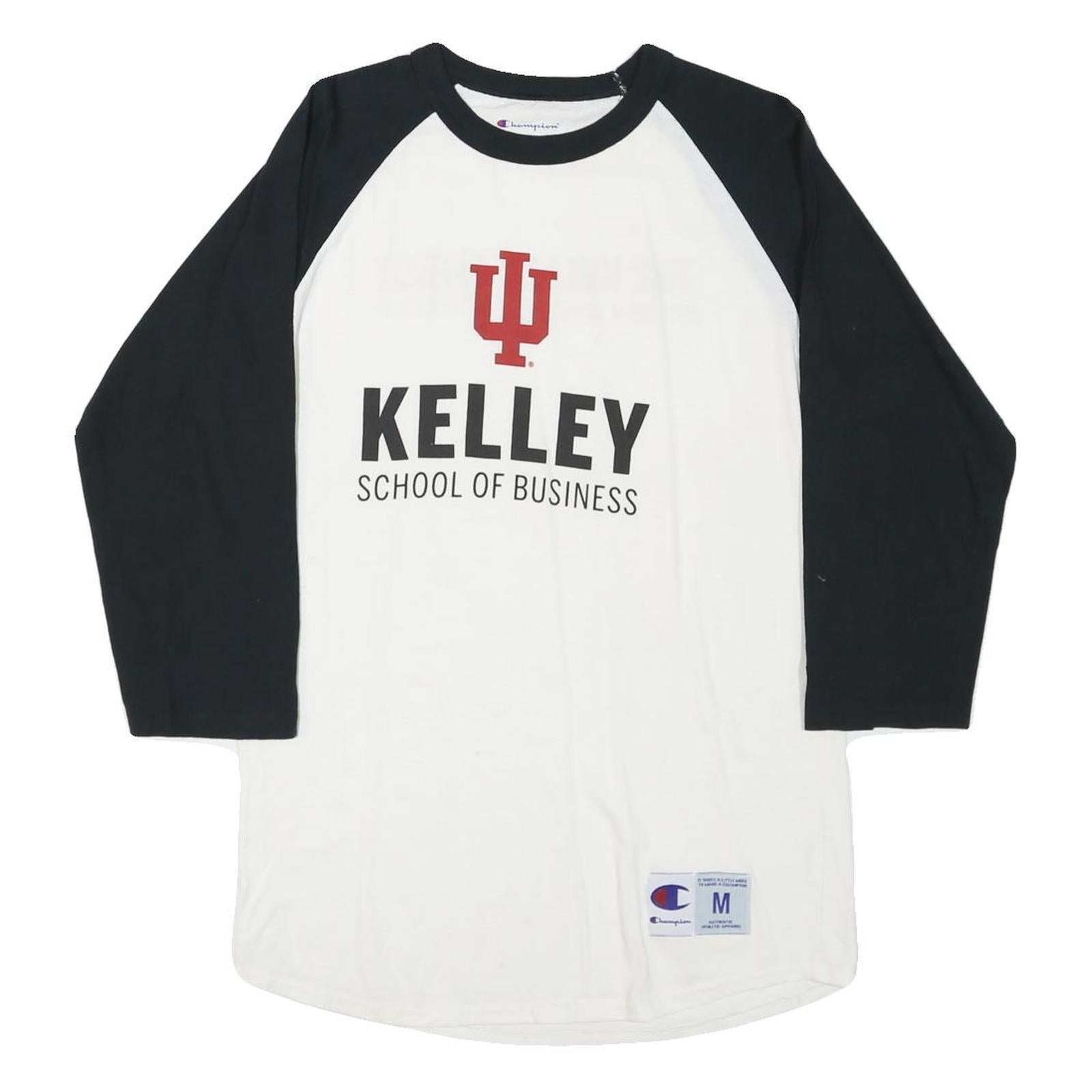 CHAMPION Mens White & Black Kelley School Of Business Baseball Style M Long
