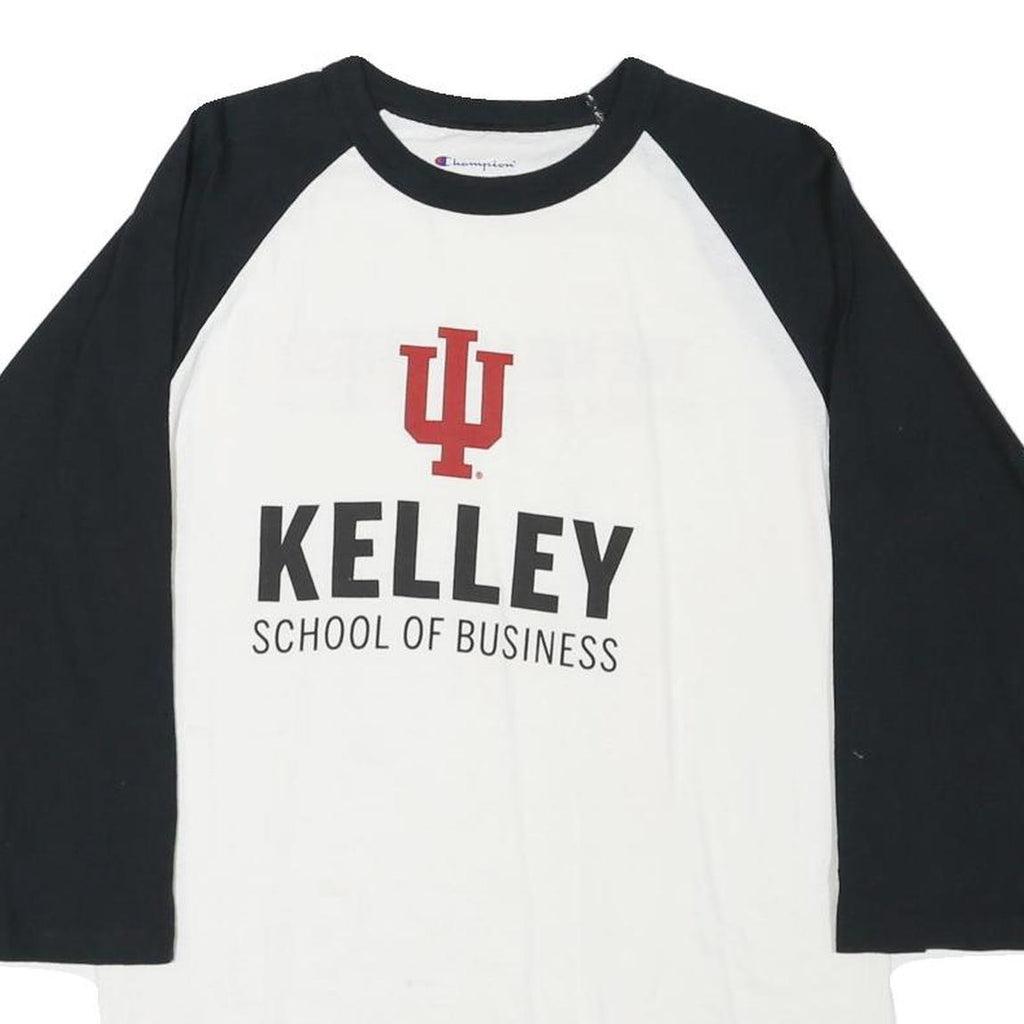 CHAMPION Mens White & Black Kelley School Of Business Baseball Style M Long