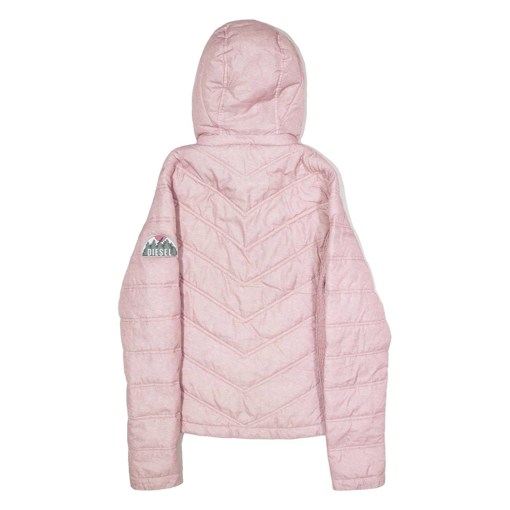 DIESEL Womens Puffer Jacket Pink Hooded XS