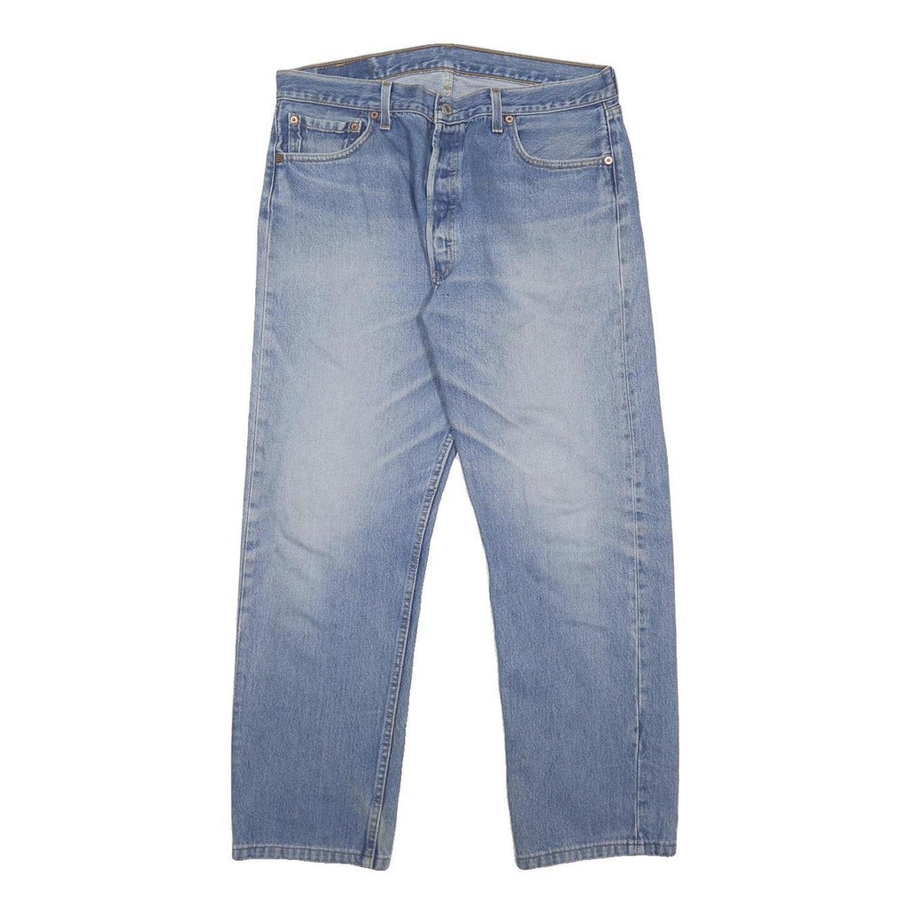 LEVI'S 501 Mens Jeans Blue Regular Straight Denim Light W36 L27 Classic Button