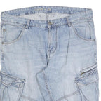 C&A Mens Denim Blue Casual Cargo Shorts XL W38 Functional Pockets