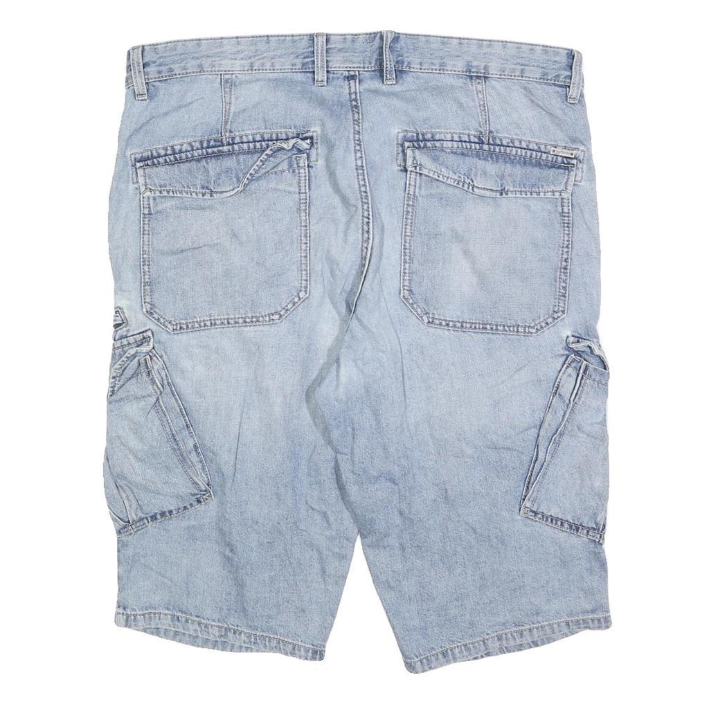 C&A Mens Denim Blue Casual Cargo Shorts XL W38 Functional Pockets