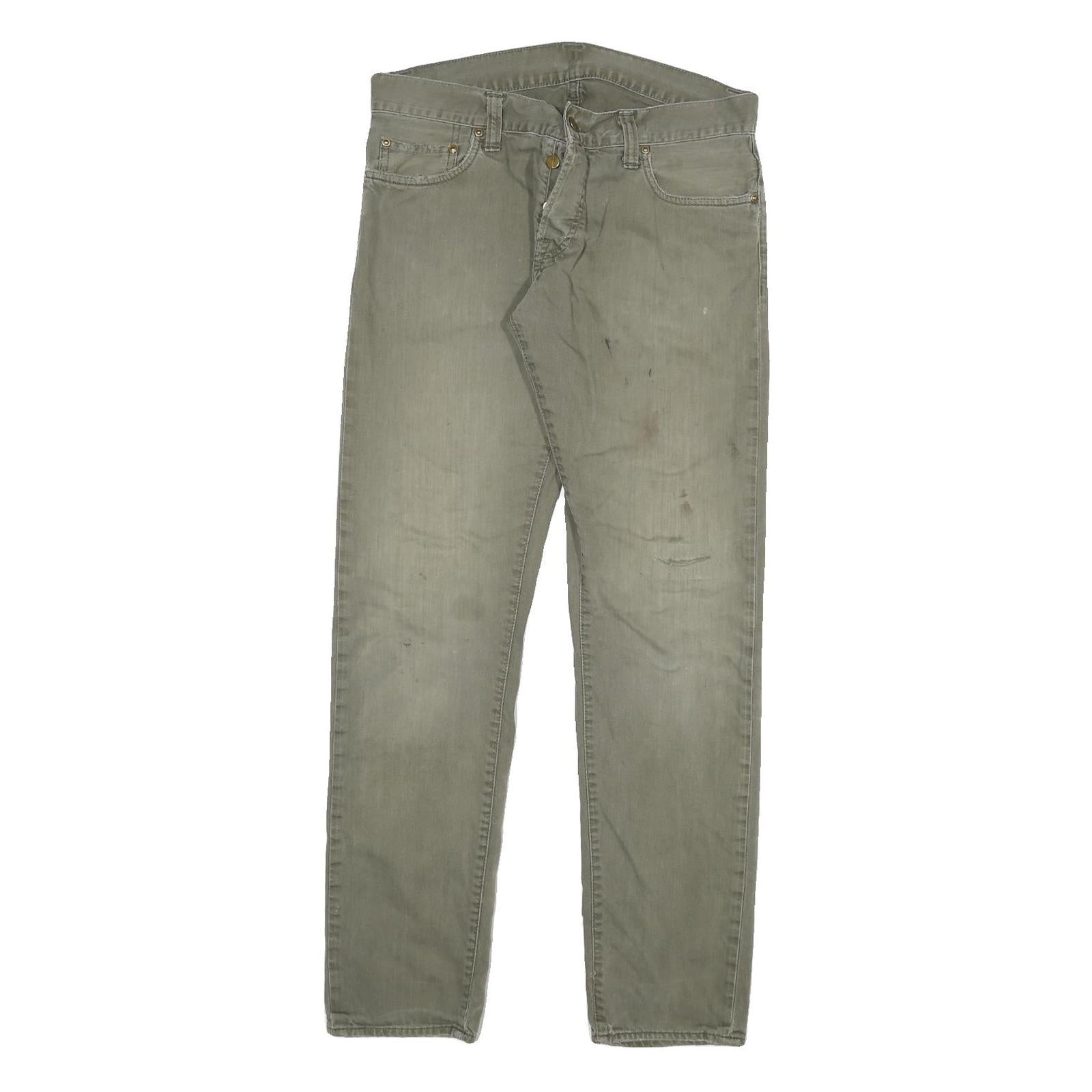 CARHARTT Mens Regular Fit Cotton Blend Beige Trousers W31 L30 Button Closure