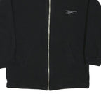 REEBOK Womens Black Cotton Blend Jacket L Zip Plain Lightweight Casual