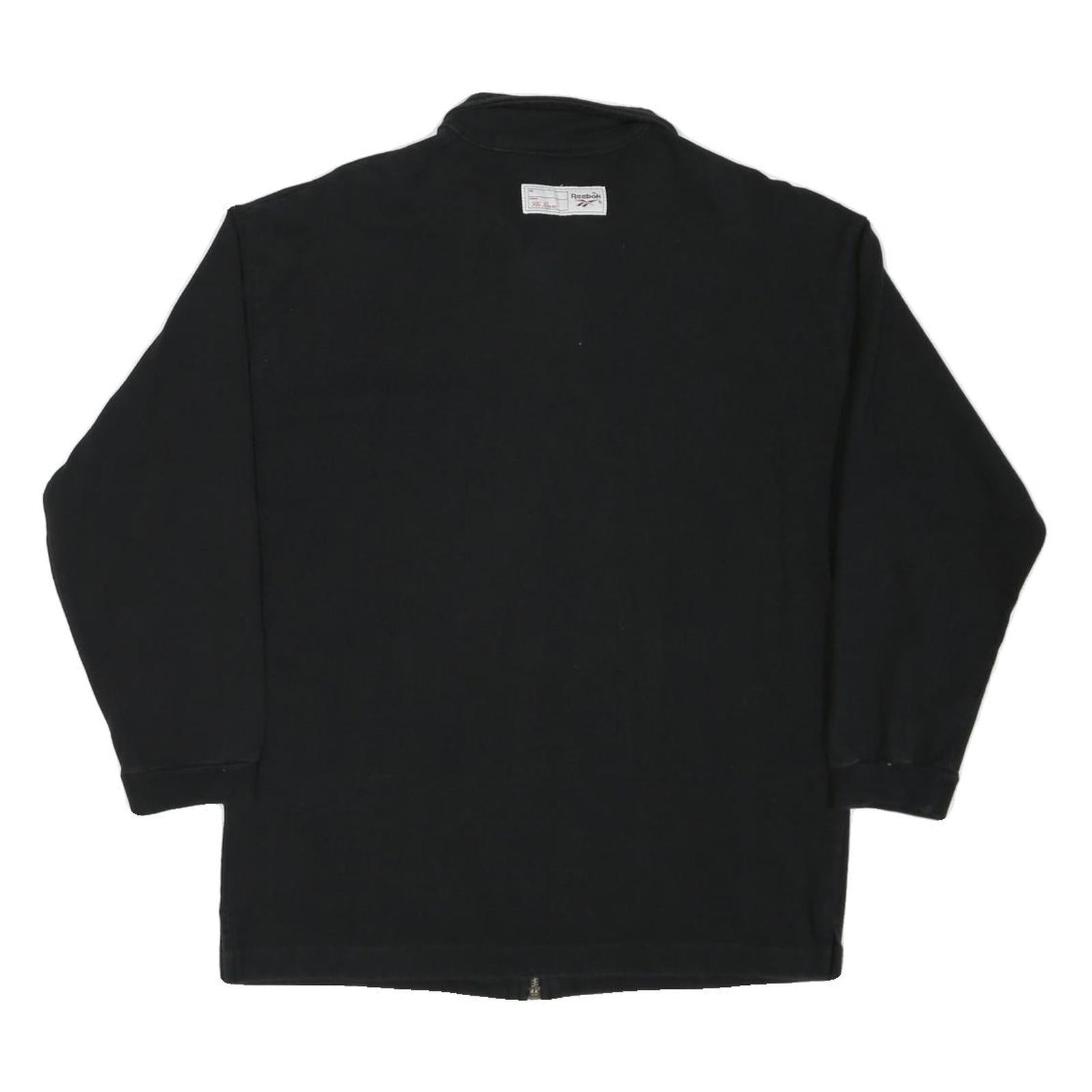 REEBOK Womens Black Cotton Blend Jacket L Zip Plain Lightweight Casual