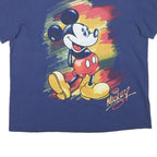 DISNEY Mens Blue Mickey Graphic T-Shirt L Short Sleeve Crew Neck Cotton Blend