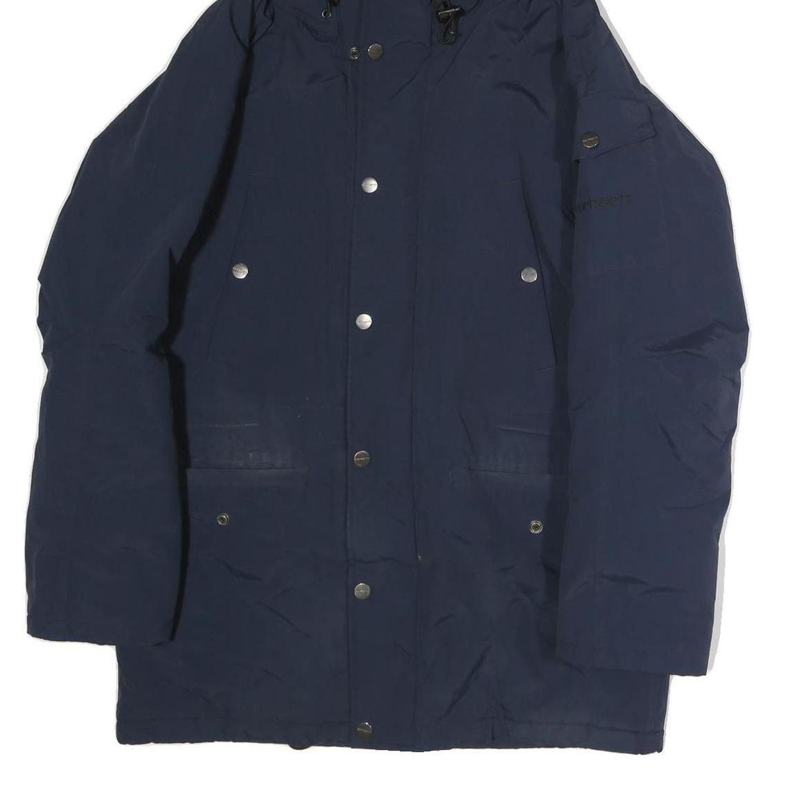 CARHARTT Mens Blue Cotton Hooded Jacket M Zip Plain Workwear Casual