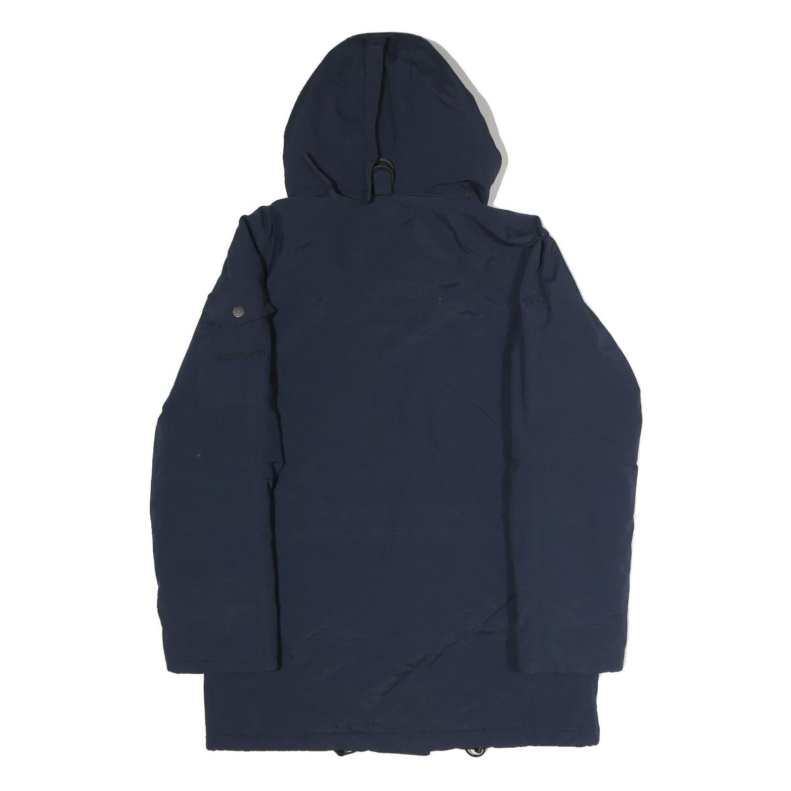 CARHARTT Mens Blue Cotton Hooded Jacket M Zip Plain Workwear Casual