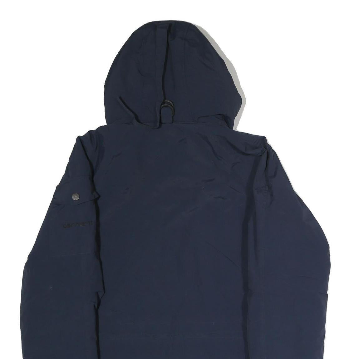 CARHARTT Mens Blue Cotton Hooded Jacket M Zip Plain Workwear Casual