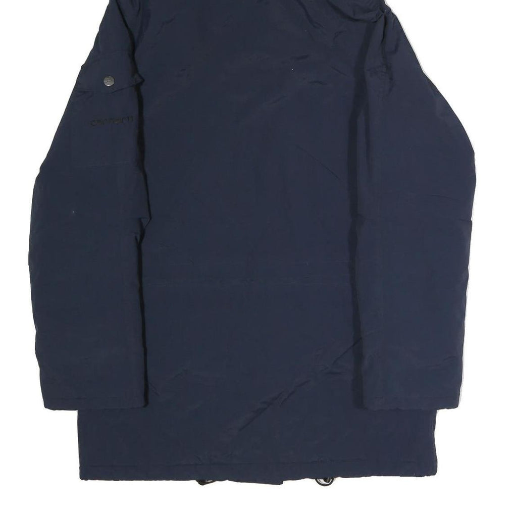 CARHARTT Mens Blue Cotton Hooded Jacket M Zip Plain Workwear Casual