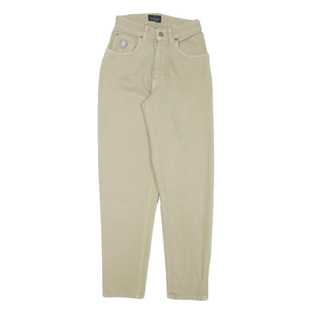 TRUSSARDI Womens Beige Slim Jeans Denim W24 L29 Stylish Cotton Blend Zip