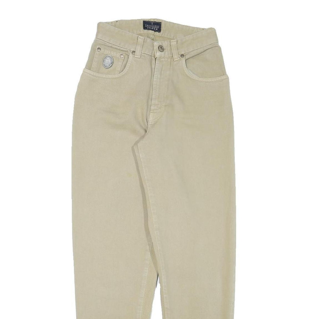 TRUSSARDI Womens Beige Slim Jeans Denim W24 L29 Stylish Cotton Blend Zip