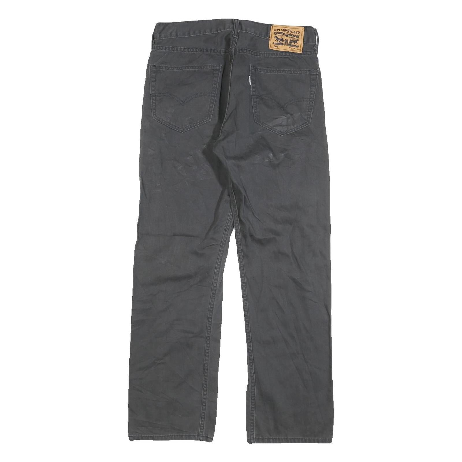 LEVI'S 505 Mens Jeans Black Regular Straight Denim W33 L30 Classic Zip Fly