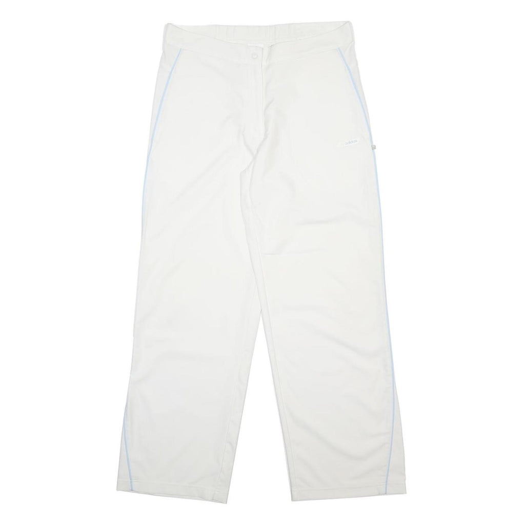 ADIDAS Womens Polyester White Loose Straight Trousers W32 L30 Casual Sportswear