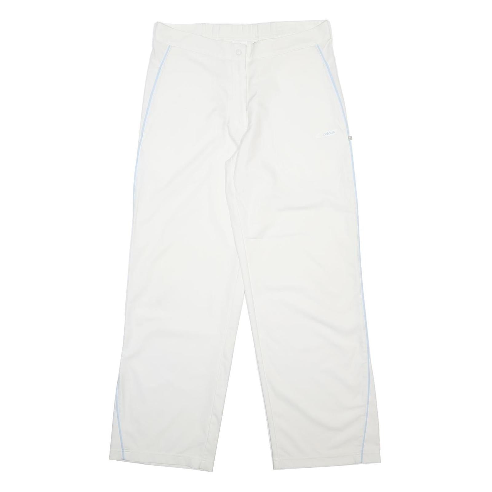ADIDAS Womens Polyester White Loose Straight Trousers W32 L30 Casual Sportswear
