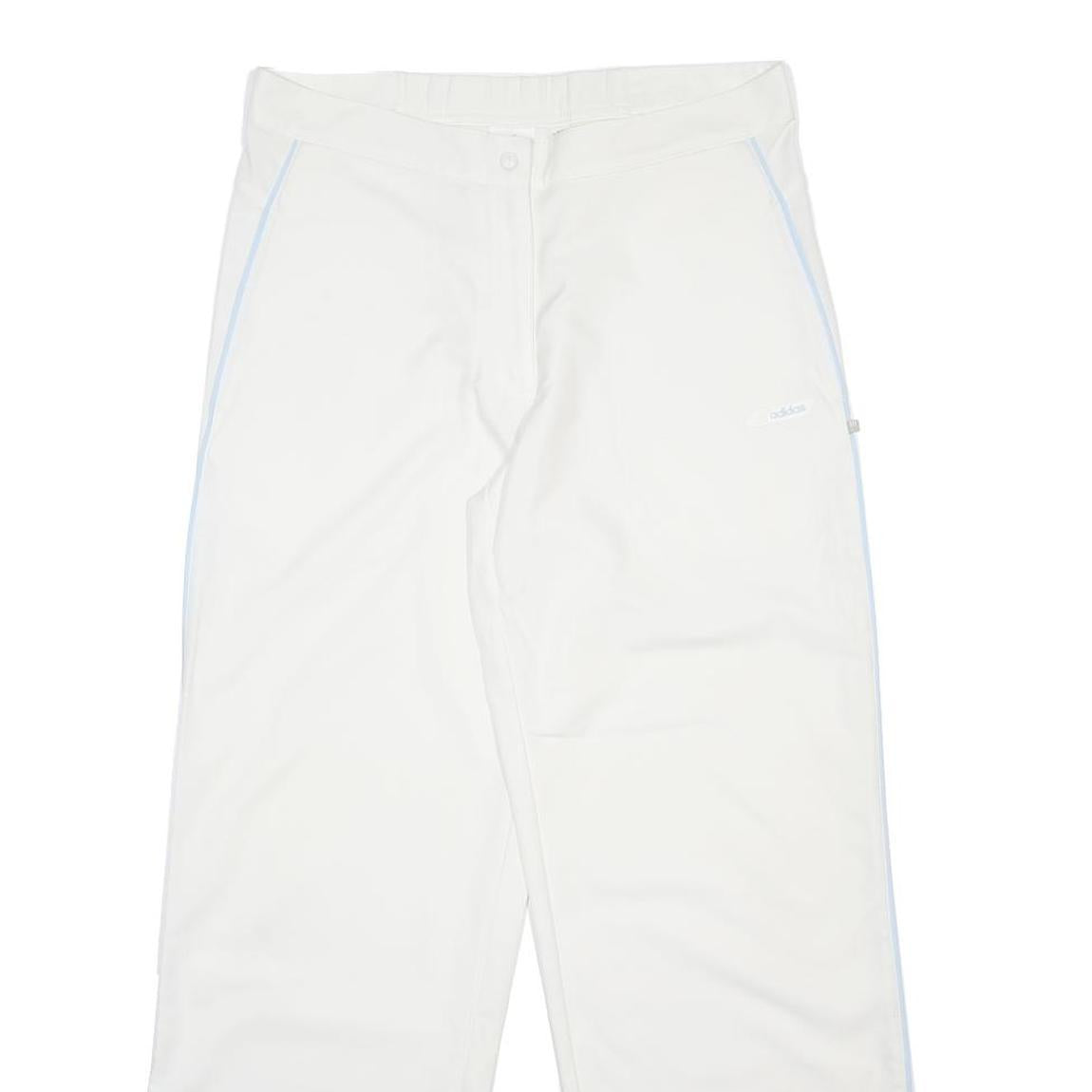 ADIDAS Womens Polyester White Loose Straight Trousers W32 L30 Casual Sportswear