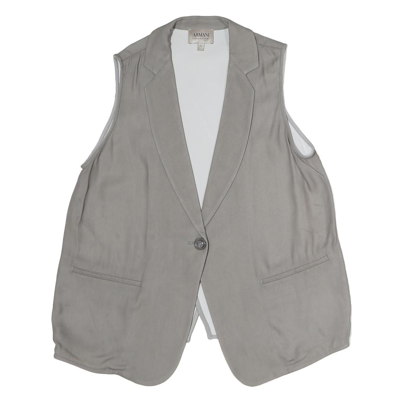 ARMANI COLLEZIONI Womens Grey Cotton Blend Classic Button Jacket M Tailored