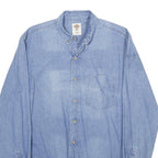 DICKIES Mens Blue Denim Shirt M Cotton Button Collar Casual